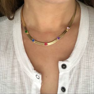 New! Cubic Zirconia Snake Chain Necklace